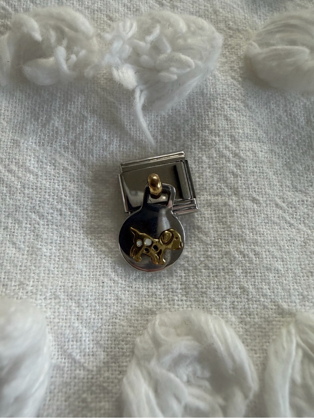 9mm mixed metal and enamel dog Italian charm